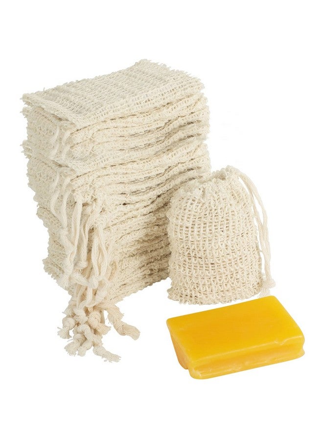 COSYOO 100 Pcs Sisal Soap Saver Bag with Drawstring, Plastic-Free Soap Saver Bags Reusable& Natural Soap Exfoliating Bag for Bath & Shower, Zero Waste Soap Mesh Bag for Foaming & Drying Soaps - Image 1