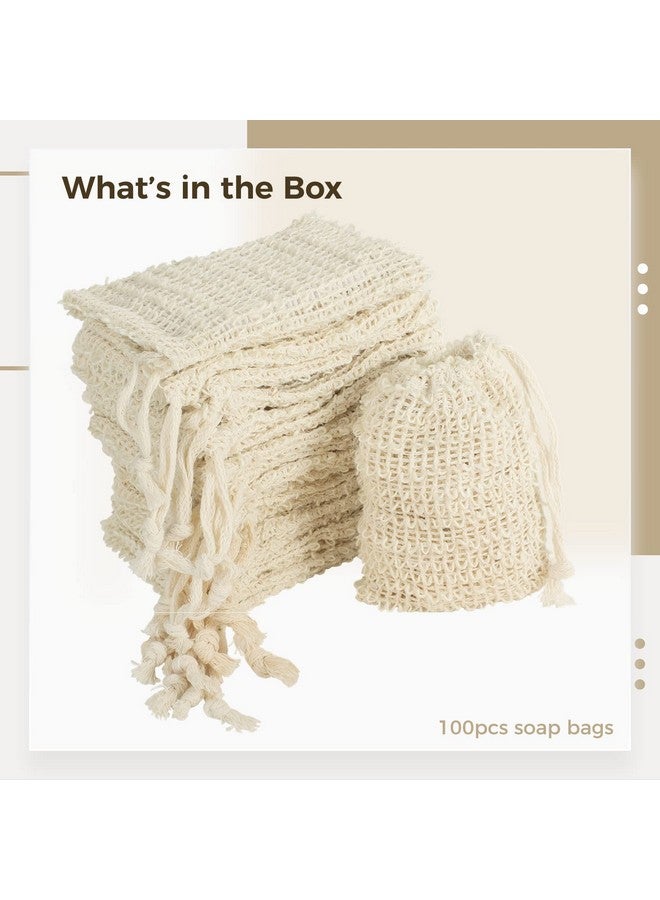 COSYOO 100 Pcs Sisal Soap Saver Bag with Drawstring, Plastic-Free Soap Saver Bags Reusable& Natural Soap Exfoliating Bag for Bath & Shower, Zero Waste Soap Mesh Bag for Foaming & Drying Soaps - Image 5
