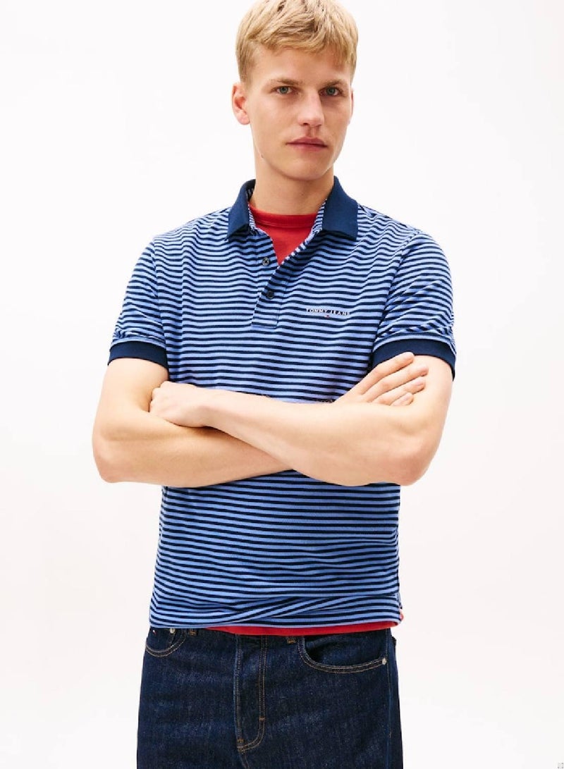 TOMMY JEANS Linear Logo Pique Polo Shirt - Image 1