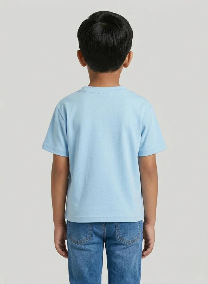 بيبي كلو Unisex Plain Sky Blue Boxy-fit Oversize Casual T-Shirt