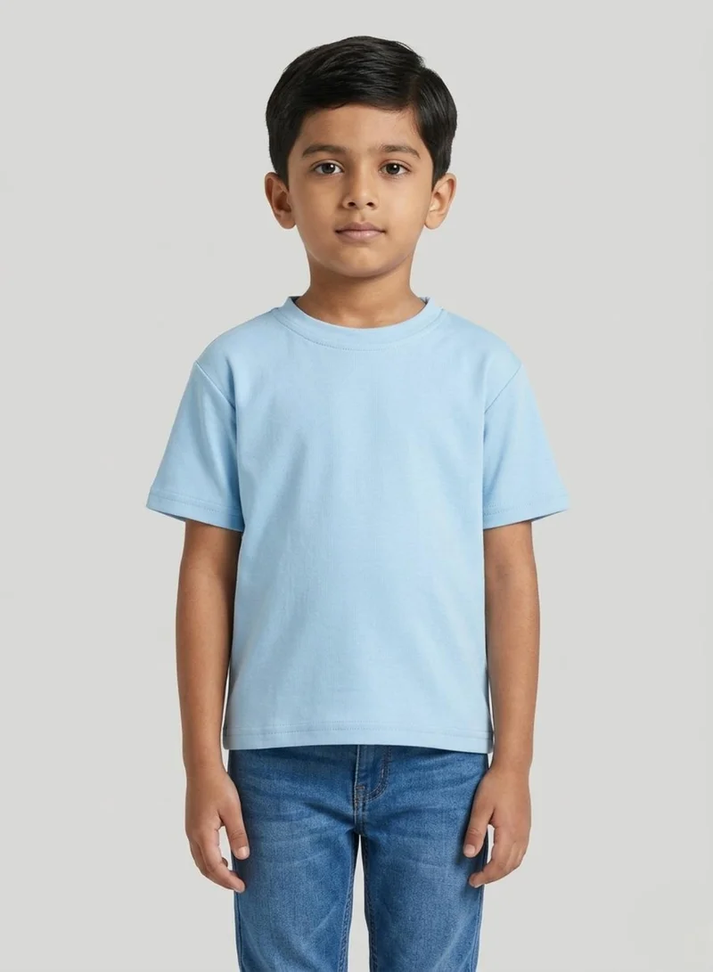 بيبي كلو Unisex Plain Sky Blue Boxy-fit Oversize Casual T-Shirt