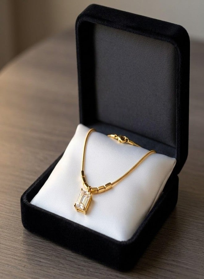 Dbell Anti Tarnish Stainless Steel Necklace for Women & Girls, Gold Plated Chain with Elegant Crystal Pendant, Waterproof Minimal Fancy Jewellery - Image 4