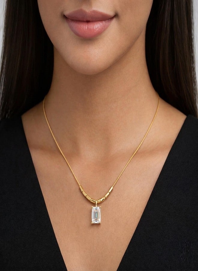 Dbell Anti Tarnish Stainless Steel Necklace for Women & Girls, Gold Plated Chain with Elegant Crystal Pendant, Waterproof Minimal Fancy Jewellery - Image 5