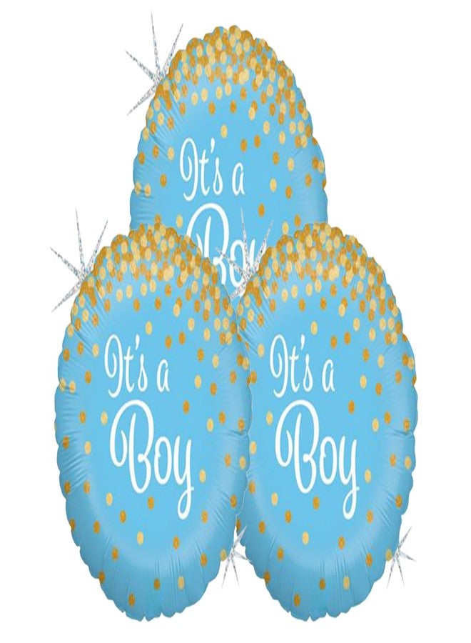 آرتيزان آول مجموعة بالونات حفلات لامعة من رقائق معدنية مقاس 18 بوصة تحمل عبارة "إنه ولد" من Artisan Owl، عدد 3 - Image 1