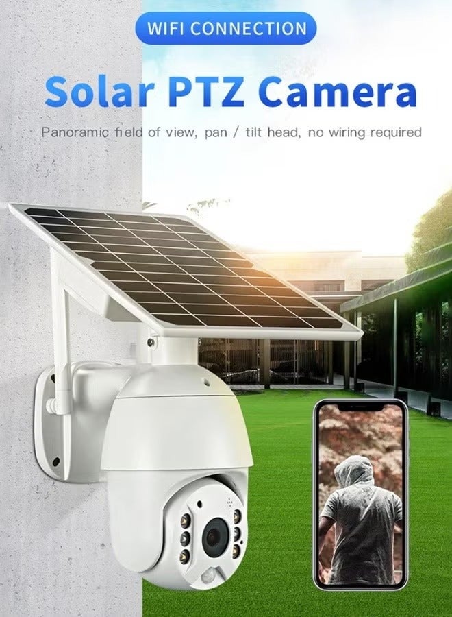Generic 4G LTE SIM Card IP Security Camera 4 MP CCTV Camera Outdoor 1080P Night Vision PTZ Color IR Night Vision Dual Sensor Motion Detection Tilt Surveillance Camera System With Solar Panel - Image 1