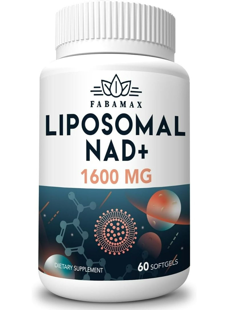 1600 mg Liposomal NAD Supplement, 98% Pure NAD+ Supplement, Superior Absorption, Alternative to Nicotinamide Riboside or NADH to Boost NAD+ for Aging Defense, Energy, Longevity, 60 Softgels