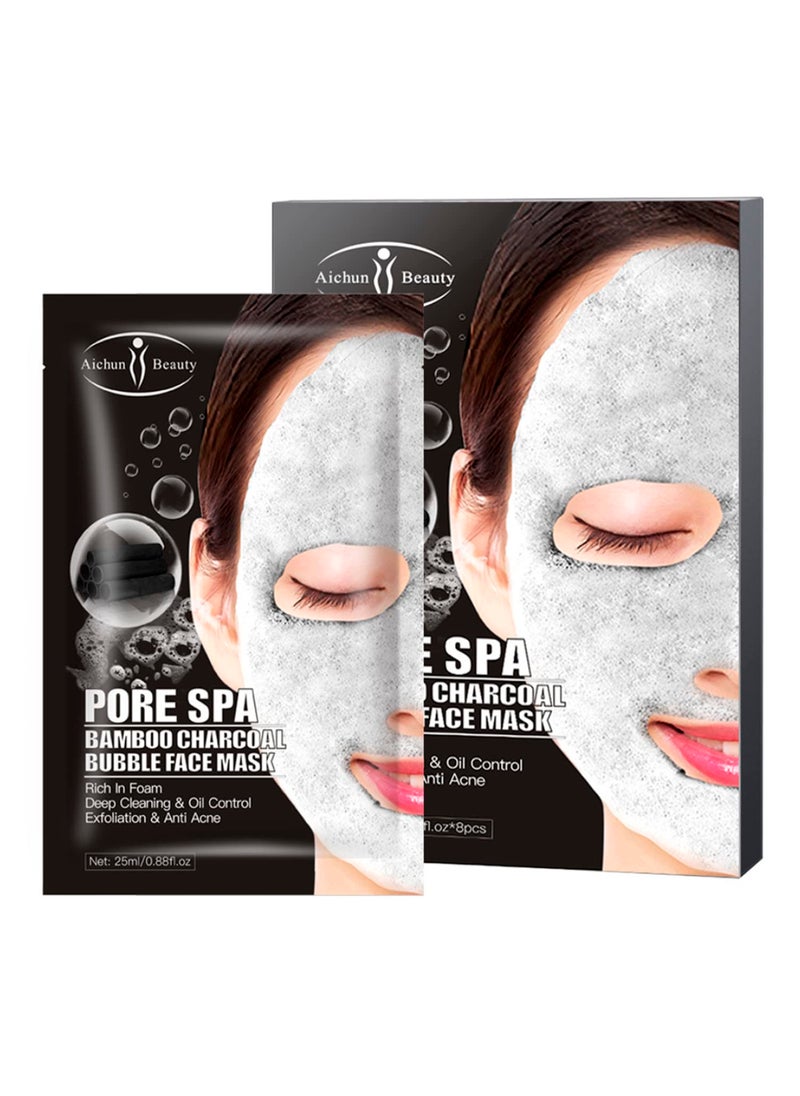 Aichun beauty - AICHUN BEAUTY Pore Spa Bamboo Charcoal Bubble Face Mask Deep Cleaning Foam Oil Control Exfoliation Anti Acne Facial Skincare 25ml / 0.88fl.oz (8 PACK) - Image 1