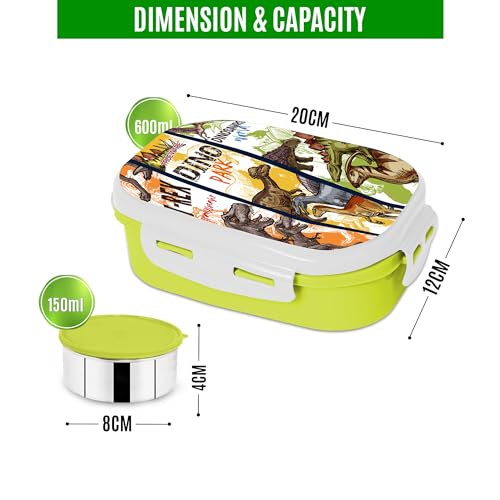 Trueware Byte Steel Lee Pu Insulated Hot Lunch Box 600ML Big Container & 150 ML Container | BPA Free | Food Grade | Keep Food hot for Long Hours | Perfect for School | FDA Certified - Image 2