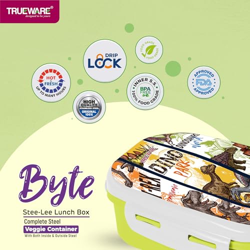 Trueware Byte Steel Lee Pu Insulated Hot Lunch Box 600ML Big Container & 150 ML Container | BPA Free | Food Grade | Keep Food hot for Long Hours | Perfect for School | FDA Certified - Image 5