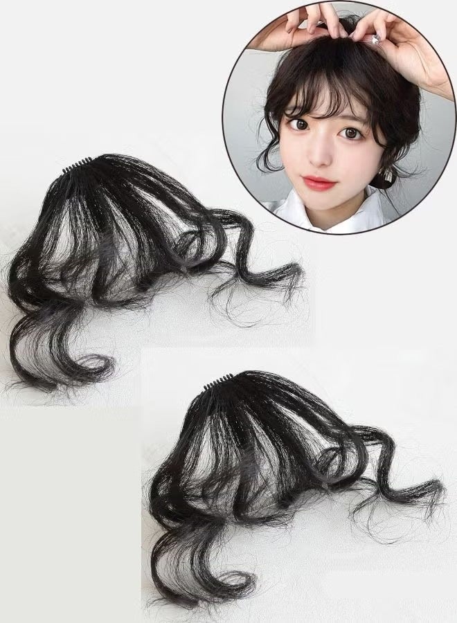 Happy D 2 Bangs Hair Extensions Wig for Women Black Curls - Image 1
