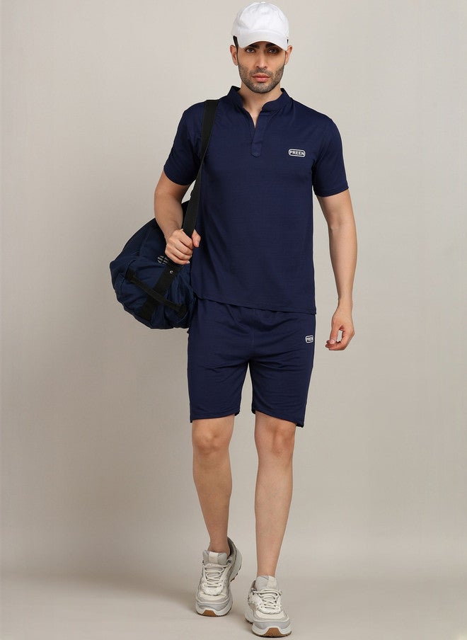Preen Men's Navy Blue T-shirt and Shorts Set - Image 4