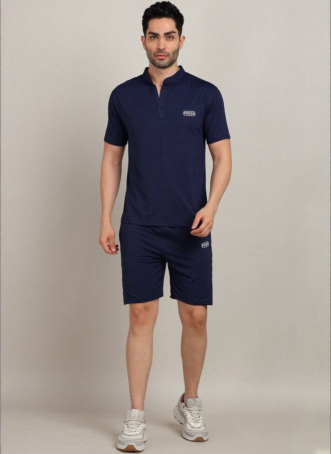Preen Men's Navy Blue T-shirt and Shorts Set - Image 1