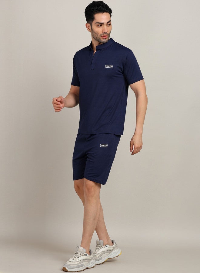 Preen Men's Navy Blue T-shirt and Shorts Set - Image 2