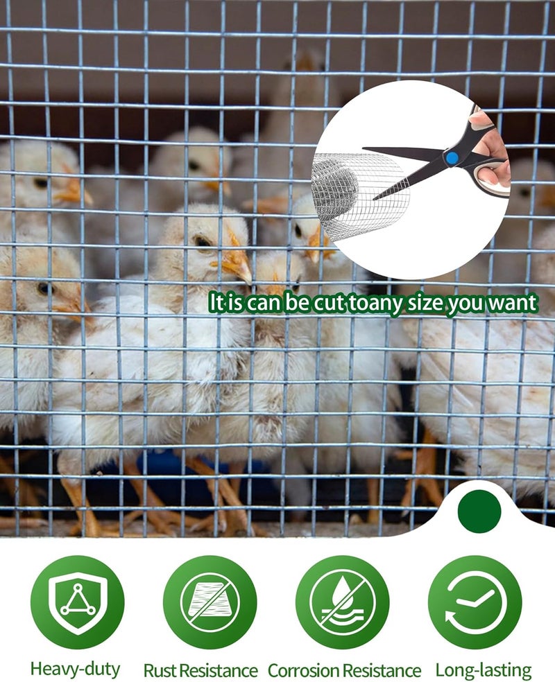 Pterying 1/2" x 48" x 50FT Silver Hardware Cloth - Hot-Dip Galvanized Chicken Wire Fencing, 19 Gauge Welded Wire Mesh Roll for Chicken Coop, Rabbit, Snake, Deer Fencing and Garden/Tree Protection - Image 5