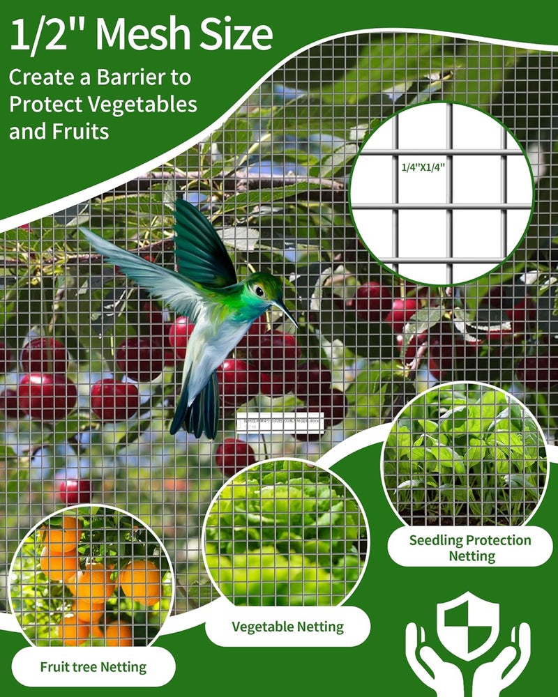 Pterying 1/2" x 48" x 50FT Silver Hardware Cloth - Hot-Dip Galvanized Chicken Wire Fencing, 19 Gauge Welded Wire Mesh Roll for Chicken Coop, Rabbit, Snake, Deer Fencing and Garden/Tree Protection - Image 2