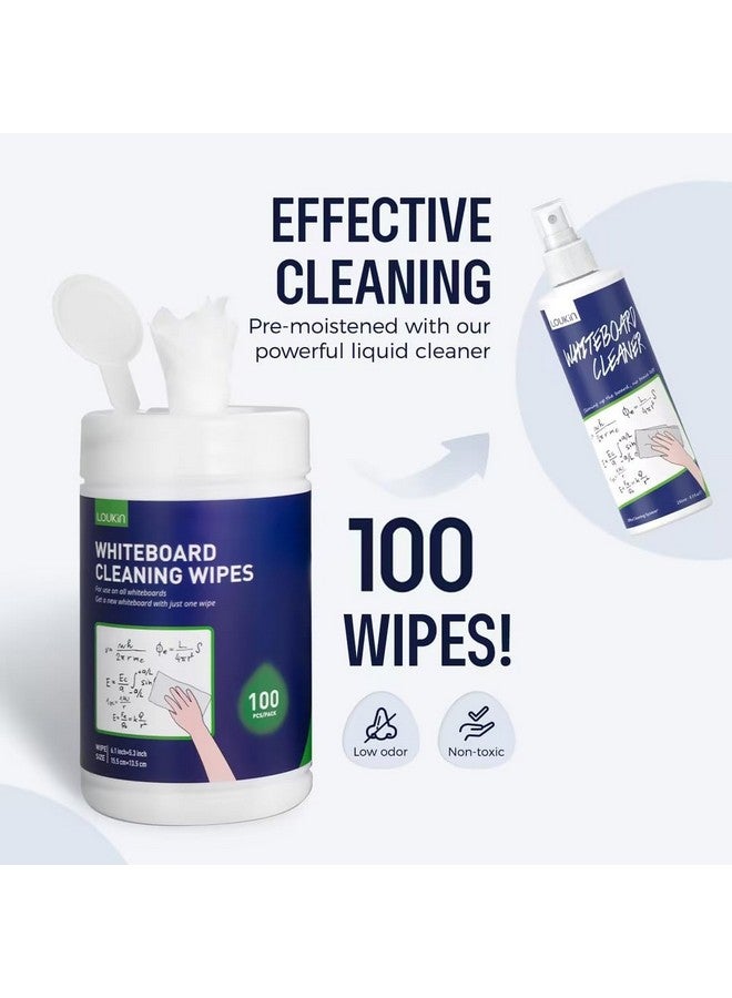 Loukin Whiteboard Cleaning Wipes, Dry Erase Board Cleaning Wipes, Non-Toxic White Board Wipes, 100 Wipes Per Canister - Image 2