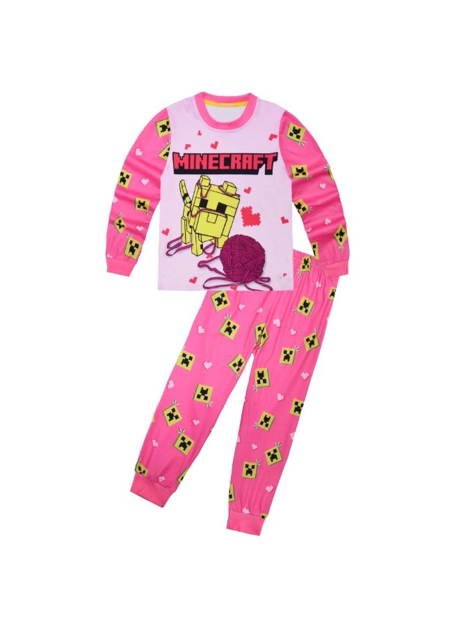 Minecraft Printed 2 Piece Loungewear Set Long Sleeve Top and Long Pants Pajama Set Multiple Sizes Available - Image 1