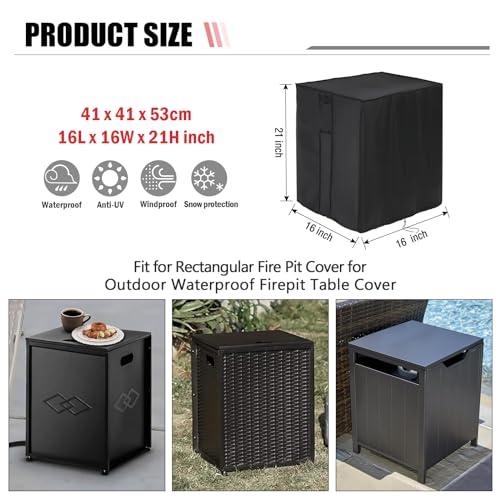 Youlvy Outdoor Table Cover for 16 Inch Propane Tank Table 600D, Waterproof 20 lb Storage Box 16" x 16" x 21"or 16" x 16" x 22" - Image 3