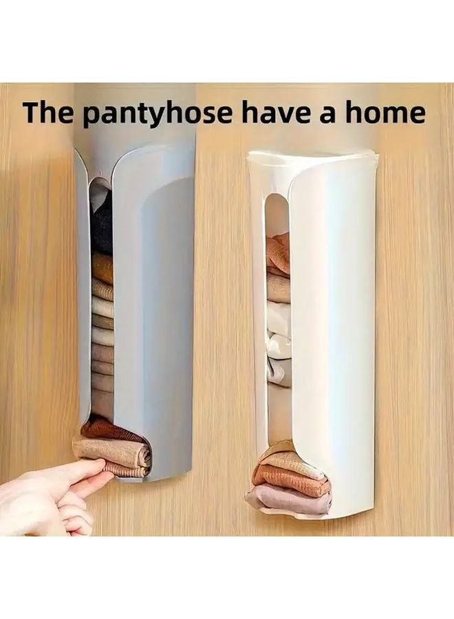 White Wall Mounted Underwear Sock Organizer Box With Lid No Drill Installation Space Saving - Image 2