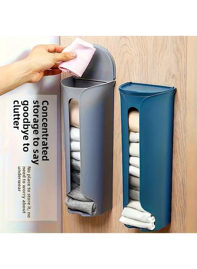 White Wall Mounted Underwear Sock Organizer Box With Lid No Drill Installation Space Saving - Image 3