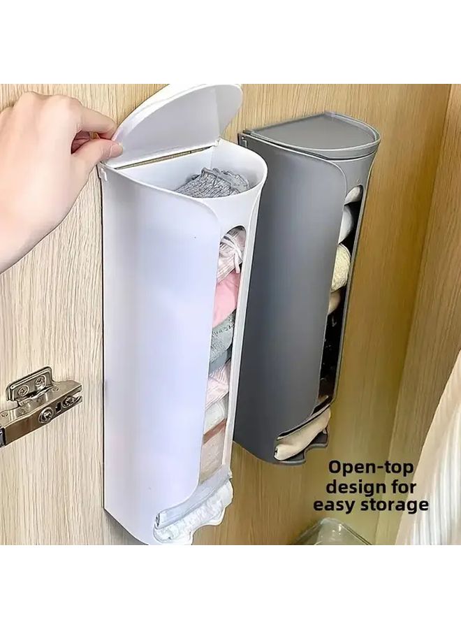 White Wall Mounted Underwear Sock Organizer Box With Lid No Drill Installation Space Saving - Image 5