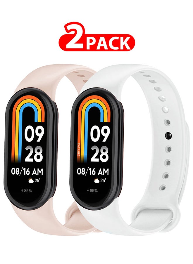 CATANES - 2 Pack For Xiaomi Smart Band 8 Watch Bands Adjustable Comfortable Sport Replacement Strap for Xiaomi Mi Band 8 Wristband Bracelet Band for Women Men Multicolour - Image 1