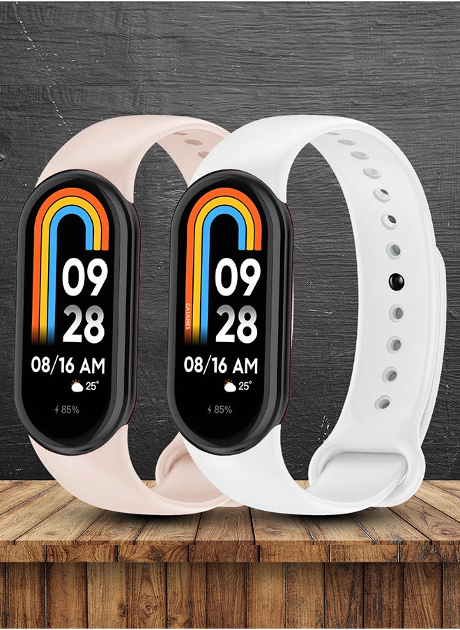 CATANES - 2 Pack For Xiaomi Smart Band 8 Watch Bands Adjustable Comfortable Sport Replacement Strap for Xiaomi Mi Band 8 Wristband Bracelet Band for Women Men Multicolour - Image 1