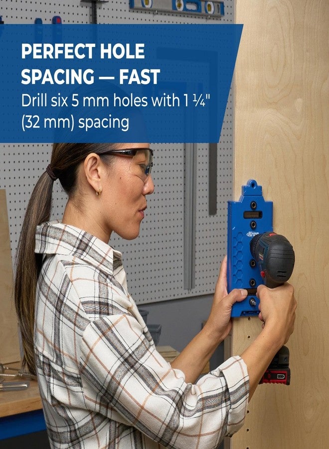 KREG KMA3232 Shelf-Pin Jig 5 mm - Drilling Guide for Shelves - Shelf Pin Drilling Jig - Steel-Enforced Drill Guide - Woodworking Tools & Accessories - Image 4