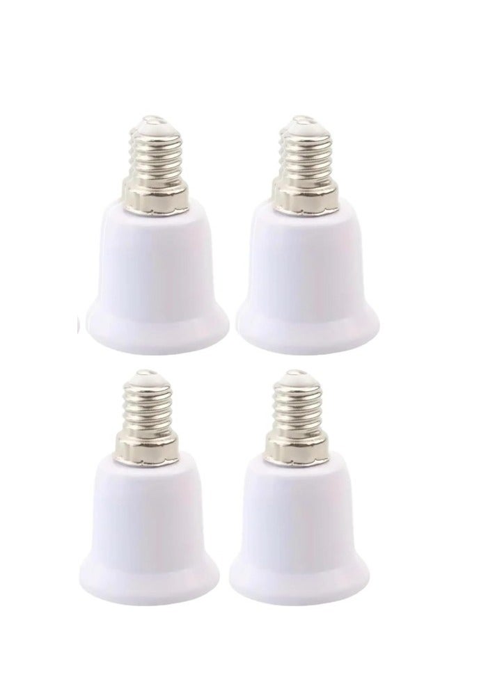 Lavish 4 Pcs Light Bulb Base Socket | E14 Male to E27 Female Converter | Extended Lamp Adapter | Fireproof Bulb Holder | Fits LED CFL Bulbs | Durable Lamp Socket - Image 1