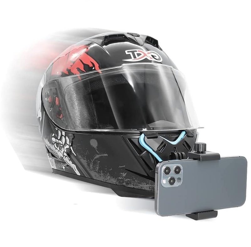Humble حامل ذقن الخوذة مع حامل الهاتف المحمول، حزام خوذة الدراجة النارية متوافق مع GoPro Hero 9 8 7 6 5 4 3+ 3 SJCAM والهواتف المحمولة. - Image 1