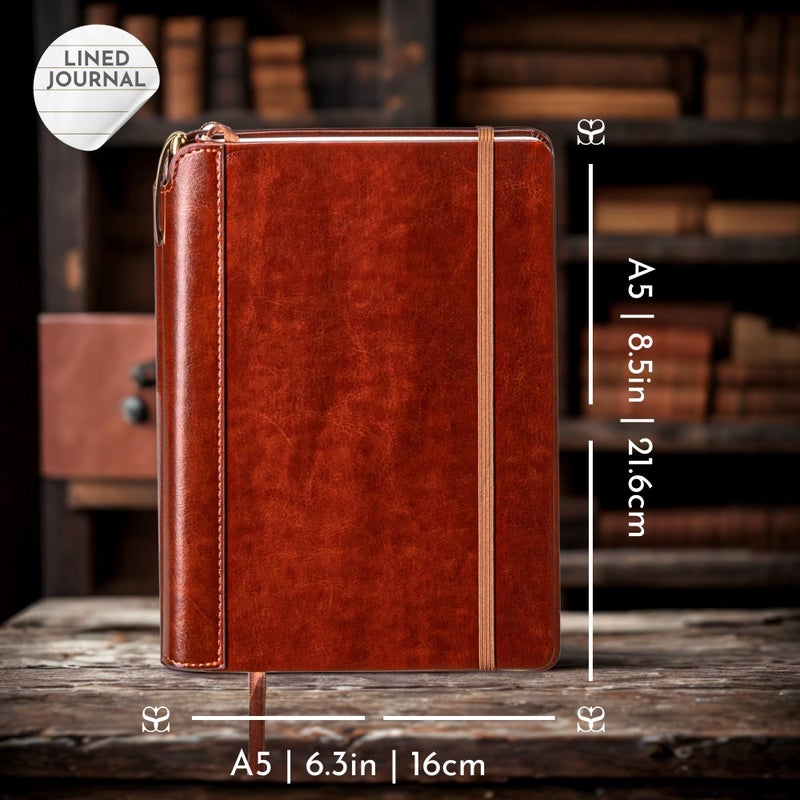 SETTINIÂ® Lined Journal - Classic Journal for Writing Gift Set - Hardcover Vegan Leather, Includes Luxury Pen in a Unique Pen Holder, 192 Pages, A5, Journal for Women - Image 3