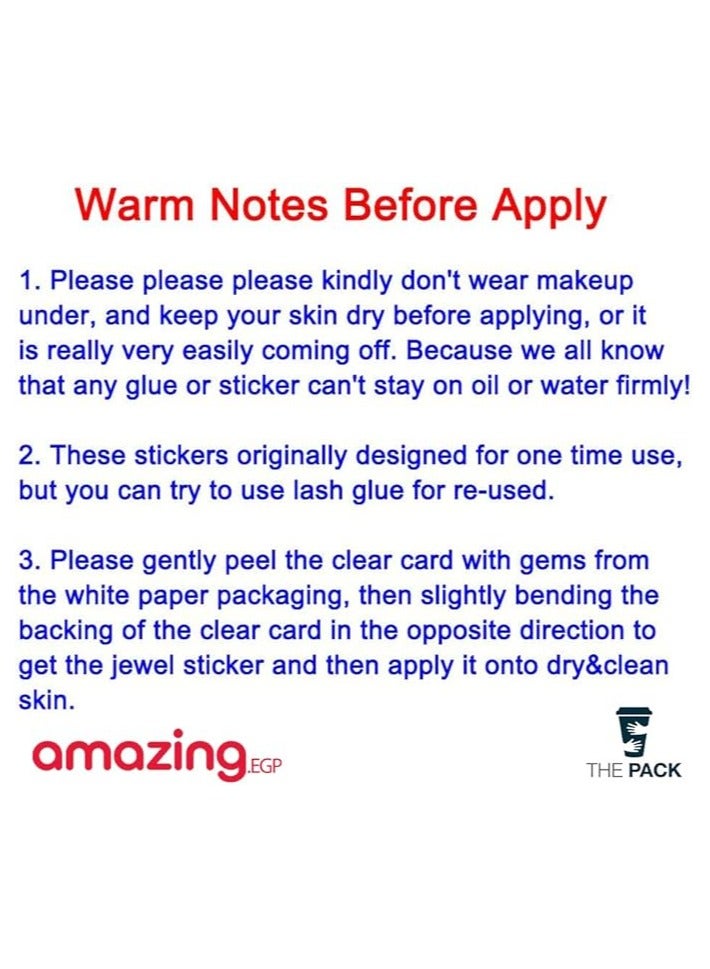 amazing.EGP Crystal Tattoo Festival Rhinestone Jewels Gems Stickers Body Art Temporary Tattoos Eyes, Nails Face Decorations Rave Parties Fashion Face Stickers for Women (Gold - 5e7) - Image 3