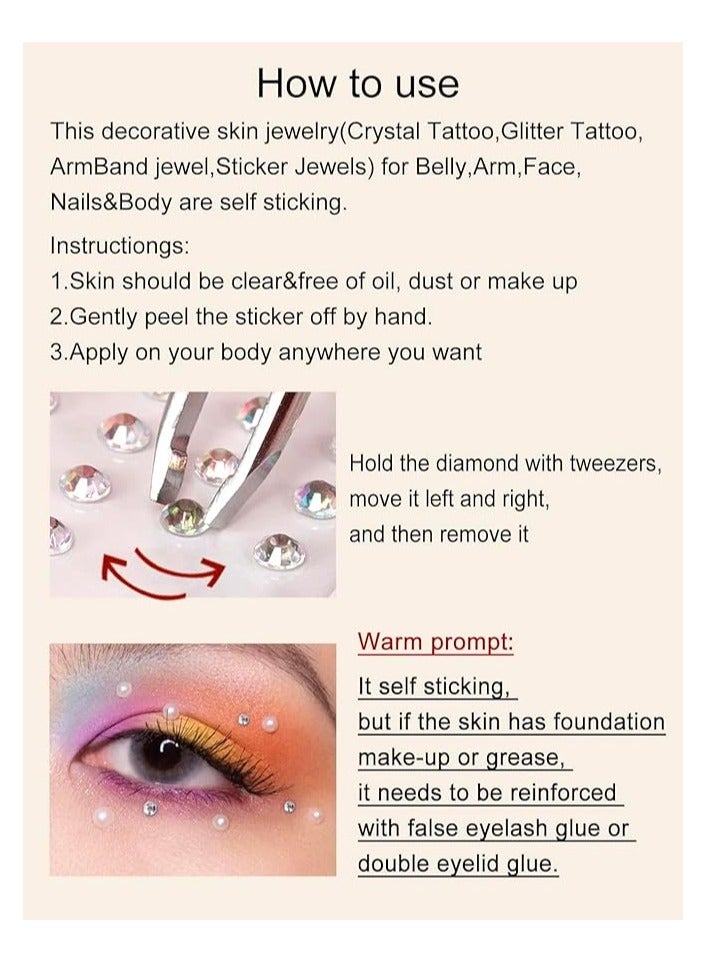 amazing.EGP Crystal Tattoo Festival Rhinestone Jewels Gems Stickers Body Art Temporary Tattoos Eyes, Nails Face Decorations Rave Parties Fashion Face Stickers for Women (Gold - 5e7) - Image 4