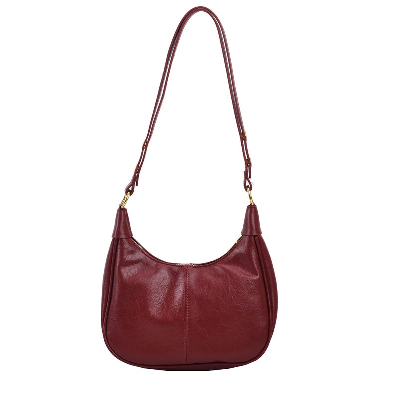 JYG Small Hobo Bags for Women Retro Crescent Wine Red Shoulder Purse Fall Soft Crossbody Handbag 2025 - Image 1