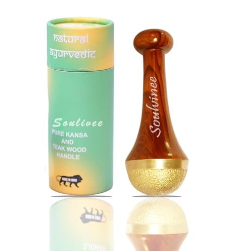Soulvinee Kansa Vatki Cup with Natural Wooden Handle Ayurvedic Detox Manual Foot Massager Relaxation and Deep Cleaning Ancient Indian Technique Ayurvedic Kansa Vatki Foot Massage pc1 - Image 1
