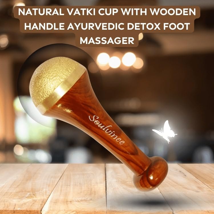 Soulvinee Kansa Vatki Cup with Natural Wooden Handle Ayurvedic Detox Manual Foot Massager Relaxation and Deep Cleaning Ancient Indian Technique Ayurvedic Kansa Vatki Foot Massage pc1 - Image 2