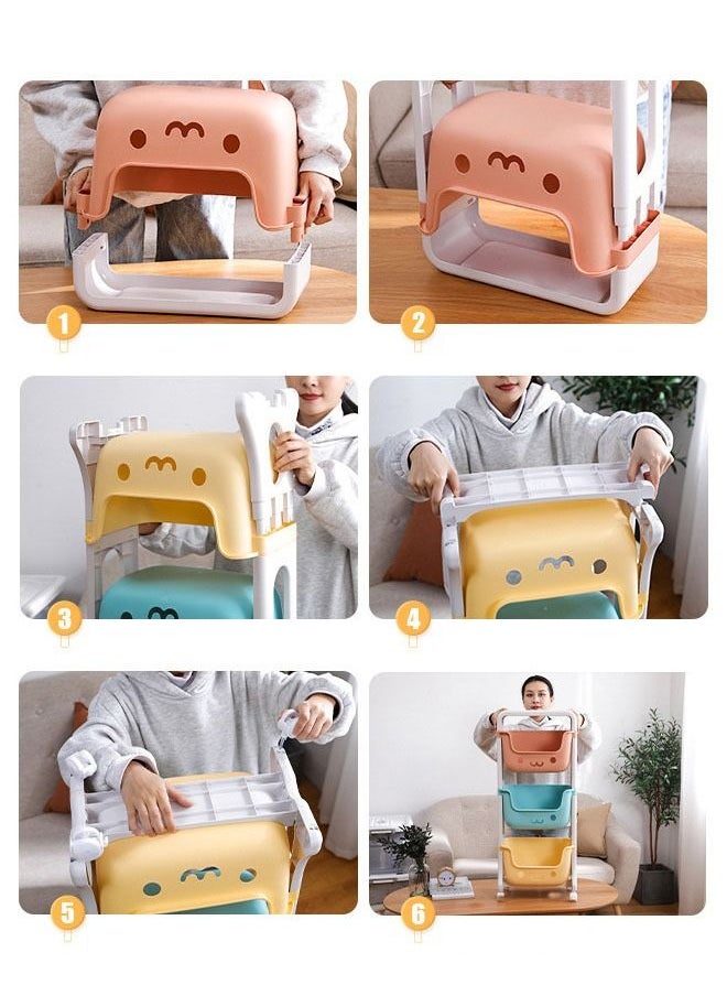 ZCM-HAPPY - 4-Layer Multi Functional Storage Rack Children's Snack Rack Toy Finishing Rack - Image 1