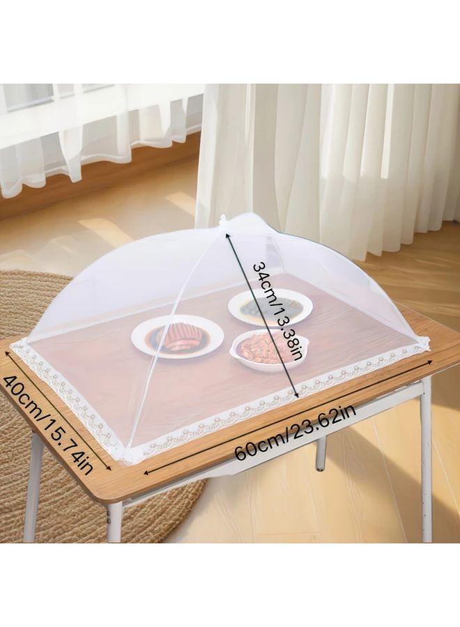 White Pop Up Food Cover Tent 23 62x15 75 Inch Foldable Washable Mesh For Outdoor Picnics Barbecues - Image 3