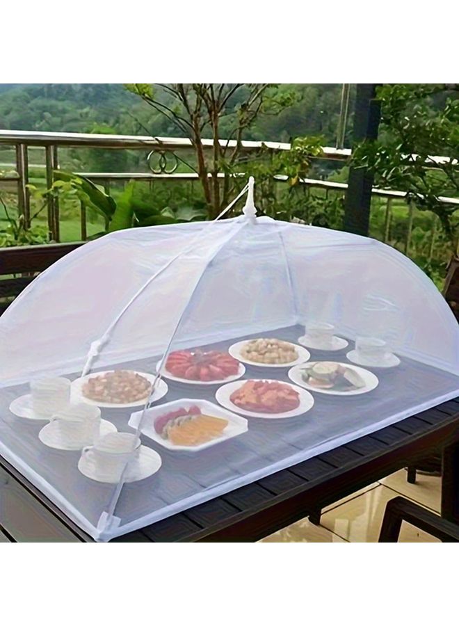 White Pop Up Food Cover Tent 23 62x15 75 Inch Foldable Washable Mesh For Outdoor Picnics Barbecues - Image 1