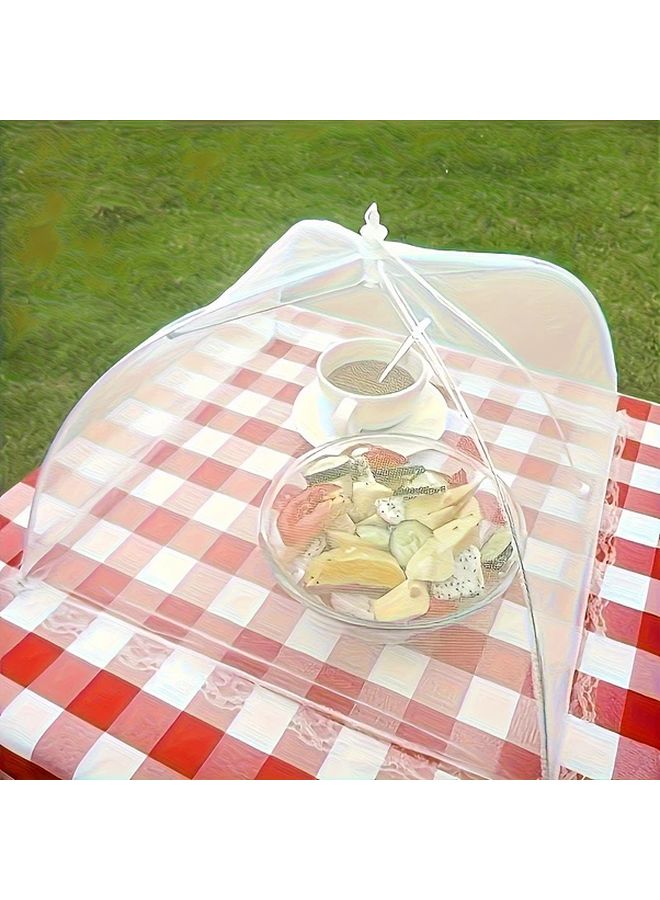White Pop Up Food Cover Tent 23 62x15 75 Inch Foldable Washable Mesh For Outdoor Picnics Barbecues - Image 2