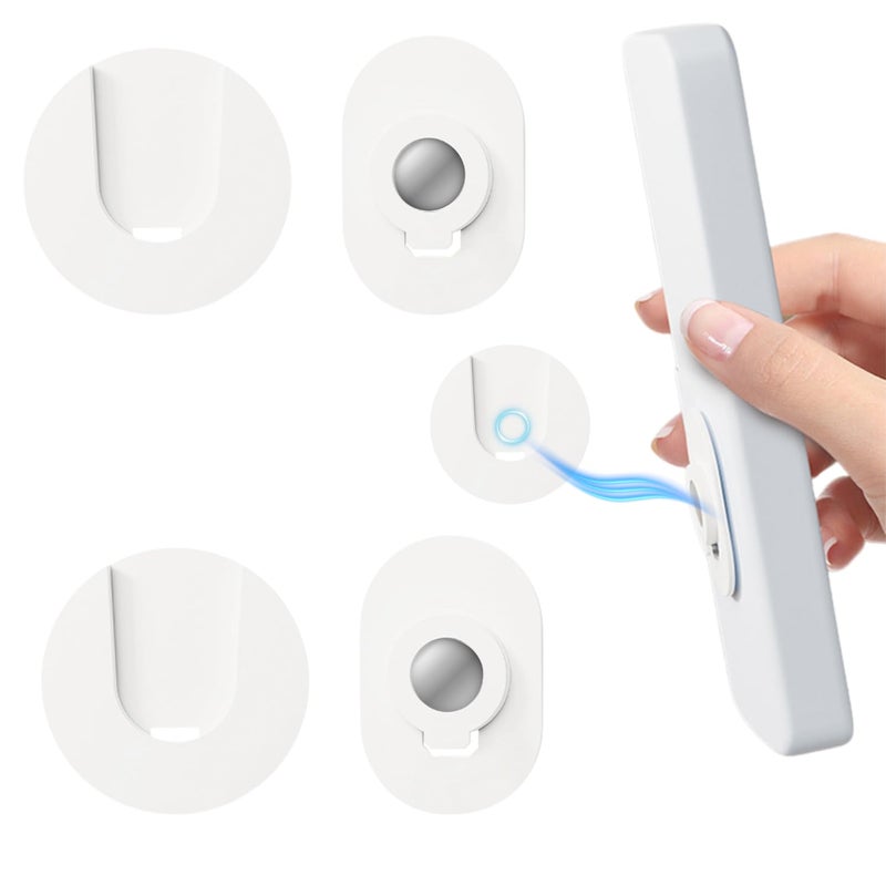 KRUSAN Self-Adhesive Magnetic Remote Control Holder Wall Mount – No Drilling, Non-Marking Tape, Universal Organizer Stand for AC, TV, Fan Remote & Small Gadgets – Home & Office Use Pack Of 2 (White) - Image 1