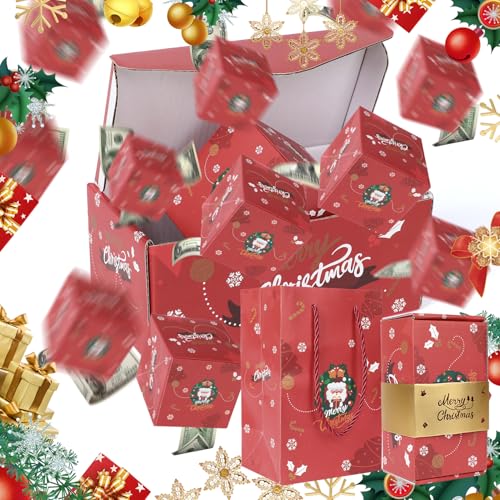 KOSIMI Surprise Gift Box ExplosionPopUp Explosion Gift BoxMerry Christmas Folding Bouncing Gift BoxesUnique Folding Bouncing Red Envelope Gift Box Christmas Birthday Surprise Blast Gift Boxes Red - Image 1