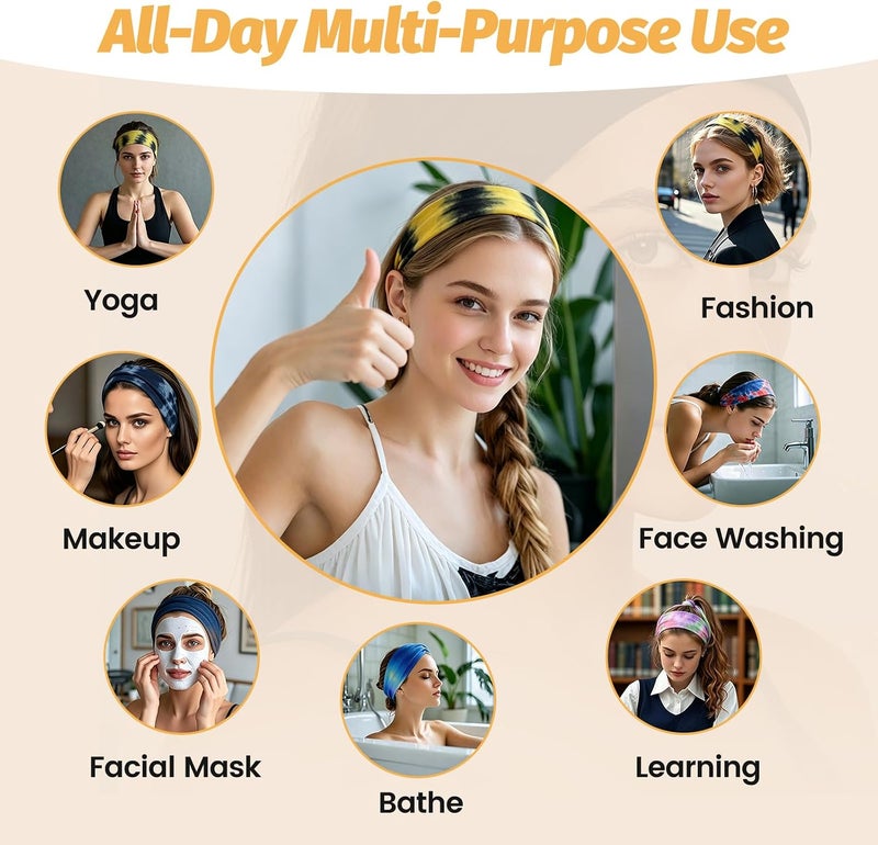 HSEM Timely planned dispatch Headbands for Women - 6 Pack Wide Elastic Hair Bands | Stretchy Sweatbands Hair Bands | Soft Sports Thin Head Bands | Non-Slip Accessories Bands for Fashion, Washing Face, Workouts, Yoga, Daily Use Riyadh Jeddah Dammam ship - Image 4