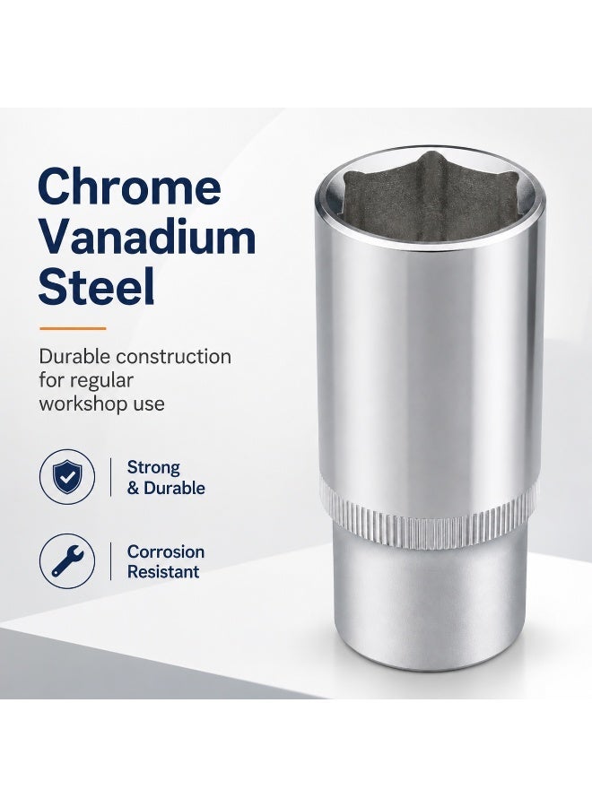 20mm Deep Socket Wrench, 1/2 Inch Square Drive, 6 Point Chrome Vanadium Steel Socket for Ratchet, Breaker Bar, Automotive Repair and Workshop Use - Image 5