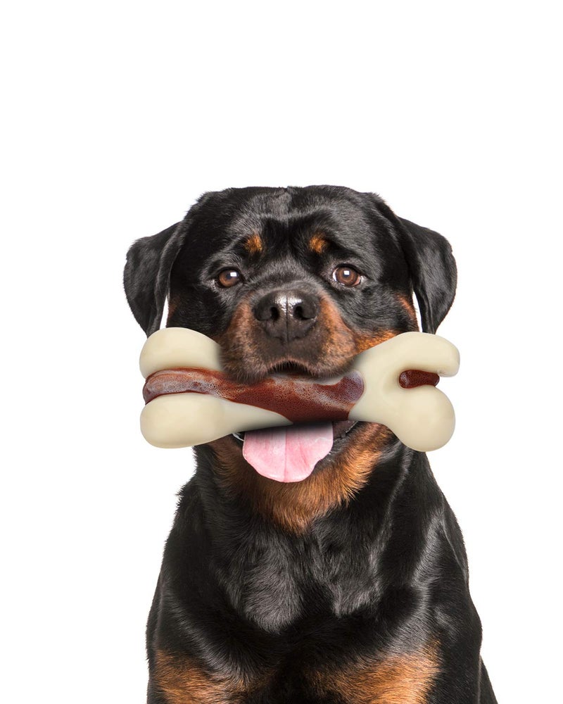 Tikaton Indestructible Dog Chew Toys for Aggressive Chewers, Beef Flavor Durable Dog Teething Chew Toys Bones for Large/Medium/Small Puppies - Image 1