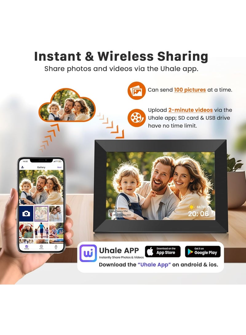 إطار صور رقمي واي فاي مقاس 10.1 بوصة، شاشة لمس عالية الدقة 1280 × 800، إطار صور ذكي إلكتروني مع سعة تخزين 32 جيجابايت، تدوير تلقائي، مشاركة الصور/مقاطع الفيديو على الفور عبر التطبيق من أي مكان - Image 2