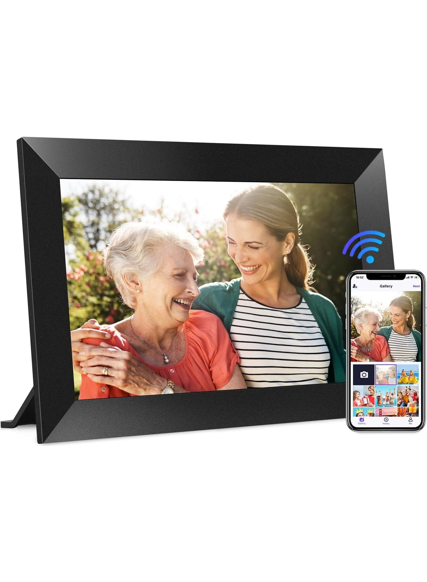 10.1 Inch WiFi Digital Picture Frame 1280x800 HD IPS Touch Screen, Electronic Smart Photo Frame with 32GB Storage, Auto-Rotate, Instantly Share Photos/Videos via App from Anywhere