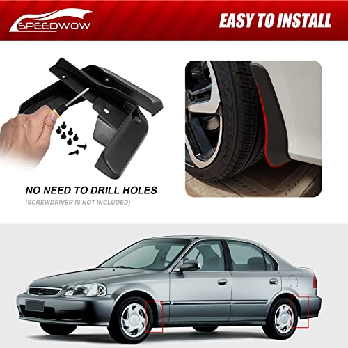 SPEEDWOW Mud Flaps,Fit for 1996-2000 Honda Civic (Not fit Side Skirts),Front and Rear 4Piece/Set（No Drilling Required） - Image 3
