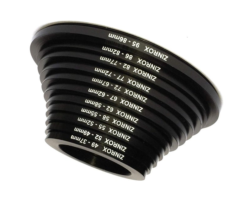 ZINROX® Stepping Down ' Made in India', Aluminium, Set of 11pcs, (95-37mm), Sizes: 49-37mm, 52-49mm, 55-52mm, 58-55mm, 62-58mm, 67-62mm, 72-67mm, 77-72mm, 82-77mm, 86-82mm, 95-86mm,- Step Down Ring - Image 5