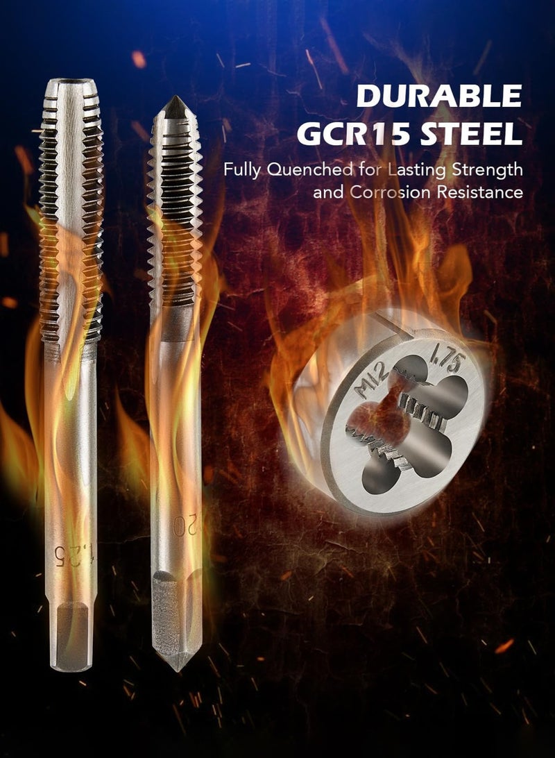 LOOPITYS 80pc Tap and Die Set in SAE and Metric Sizes, Metric and Standard Tap Set and Die Tool Set for Internal and External Threading - Image 5